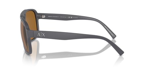 Image of Armani Exchange Man Sunglasses Matte Grey Frame, Orange Mirror Red Lenses, 61MM