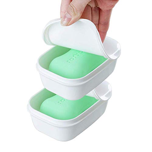 Samno Adecuado para Viajes, Viajes, al Gimnasio con Caja de jabón Blanca supersellada, jabonera, con partición, sin Fugas Laterales (1,6 x 4,7 cm) (2 Unidades)