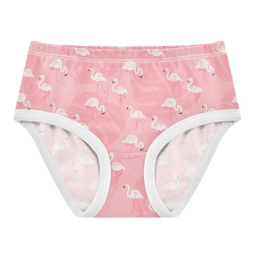 Girls' Underwear Pink Palm Leaf Flamingo Cotton Stretch Comfort Toddler Panties