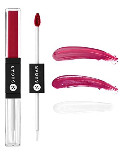 Image of SUGAR Cosmetics - Smudge Me Not - Lip Duo - 07 Rethink Pink (Fuchsia) - 3.5 ml - 2-in-1 Duo Liquid Lipstick with Matte Finish and Moisturizing Gloss