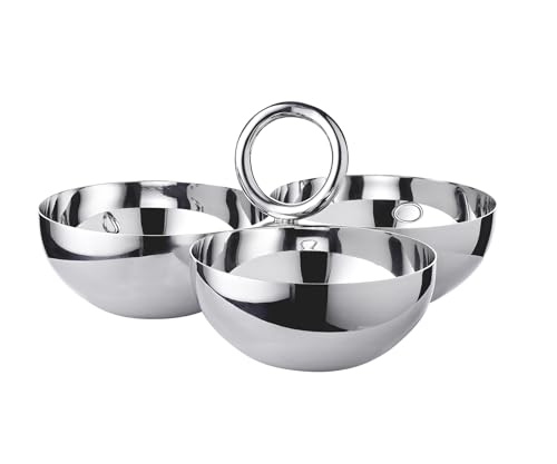 EDZARD Snackschale Apura (Ø 22 cm), Edelstahl hochglanzpoliert, Triple Schale