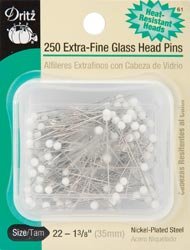 Dritz Extra feine Glaskopfnadeln, Anstecknadeln (Größe 22), 250 Stück pro Packung