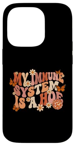 Retro Groovy My Immune System Is A Hoe Butterfly �X�}�z�P�[�X iPhone 14 Pro �p