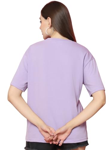 Image of Preneum Women's Cotton Aesthetic & Cool Graphic Printed Baggy Fit Drop-Shoulder Sleeves Cotton Oversized T-Shirt || Printed