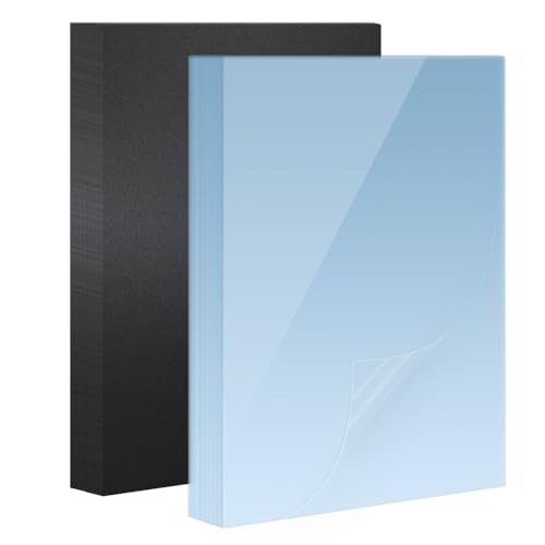 HOUYEE 120 Pack Binding Covers Set, 8.5x11 Inches, Including 60 Pcs 12 Mil Sand Plastic Texture, 60 Pcs 10 Mil Clear Binding Covers
