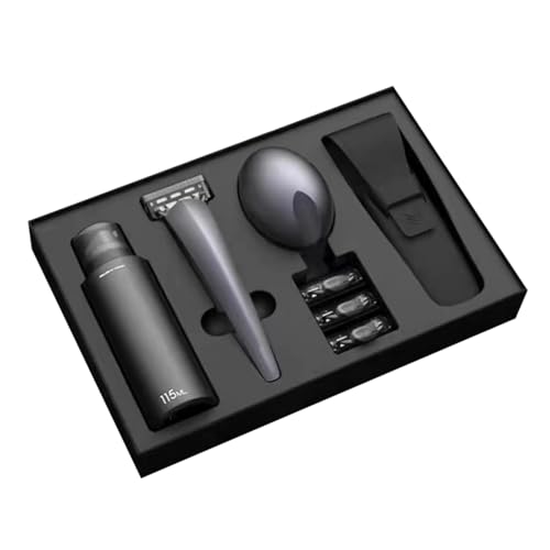 Kit de afeitado de limpieza para hombres, rasuradora de manual portátil, maquinadora de hombres clásicos, kit de afeitar portátiles y amigables para viajes, lavable, 18 cm, para una fácil limpieza y a