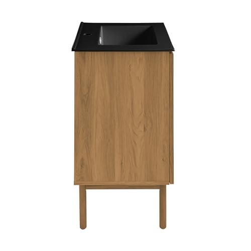 Image of Swiss Madison Classe 24 in. Oak Bathroom Vanity with Black Ceramic Sink Top