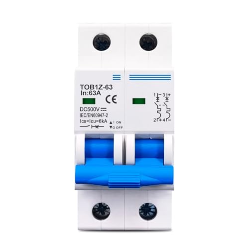 Disyuntor mini 2P DC con corte de 6KA que evita sobrecargas en sistemas eléctricos de 500V 6A