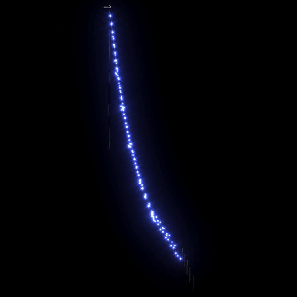 Árbol de Navidad LED con estacas, color azul, 306 cm, estructura metálica, 8 modos, alimentado por USB, para interior y exterior protegido