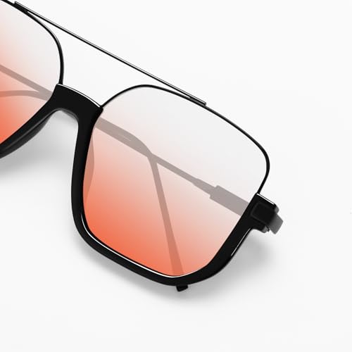 Image of GUVIVI Retro Oversized Aviator Sunglasses for Women Men Square Double Bridge Pilot Sun Glasses 70s Trendy Shades