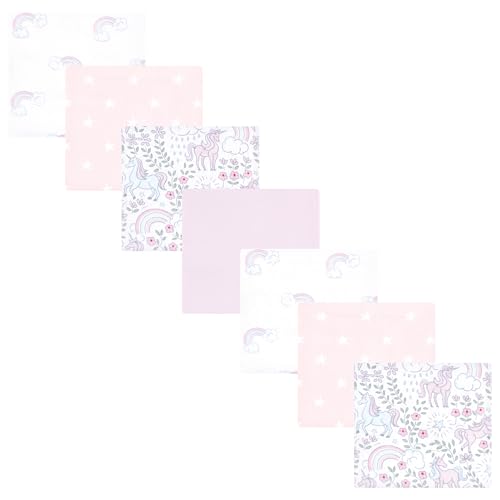 Image of Hudson Baby Unisex Baby Cotton Flannel Receiving Blankets Bundle, Dreamy Unicorn, One Size