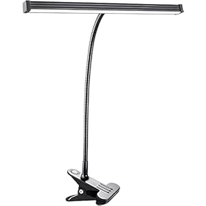 Lampe de Bureau LED avec Pince, CELYST Lampe à Pince Flexible, Lampe de Lecture Clipsable pour Piano, Pupitre, Chambre, Chevet, Travail, Table à Dessin, 3 Modes & 10 Niveaux de Gradation, 5W, Noir