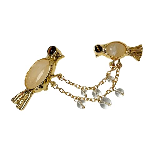 Broche oiseau en cristal et double chaîne pour sublimer une tenue de mariage