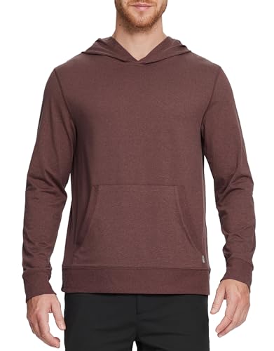 M MAELREG Mens Hoodies Pullover Kangaroo Pocket Regular Fit Stretch Lightweight Golf Hooded Sweatshirts for Men Brick Heather - image 2