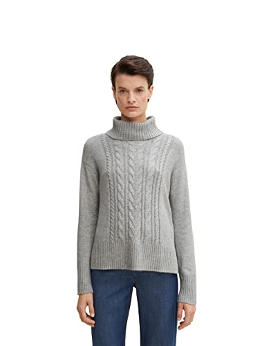 TOM TAILOR Damen Rollkragenpullover mit Zopfmuster 1034048, 30282 -...