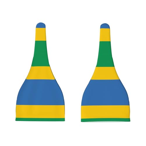 Gabonese Flag Print Newborn Baby Hat, Soft Top Knotted Beanie Cap, Cute Infant Headwear for 0-6 Months Welcome Party Black3