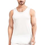Men's Silk Tank Tops Sleeveless Pure Silk Undershirt Super Absorbent and Breathable White L