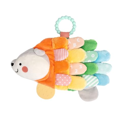 Image of Pearhead Hedgehog Sensory Toy, Plush Lovey with Crinkle Tabs and Silicone Teether for Babies 0m+, Infant Development Toy