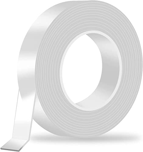 BIGOU Nano Tape Roll Double Sided Adhesive Tape 16.5 Foot Traceless Washable Nano Tape Stick Grip Gel Reusable Nano Gel Pads for Paste Photos Poster, Fix Carpet Mats