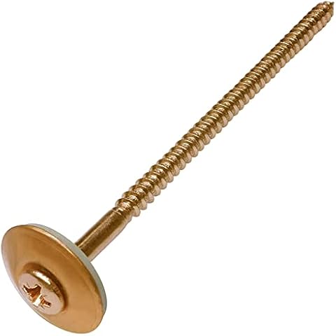 AERZETIX - C57596 - Satz mit 10 Holzschrauben blechschmied selbstschneidend Ø4.5x100mm senkkopf mit einstich PZ + dichtungsring EPDM Ø20mm - aus stahl A2 - finish kupfer Cover