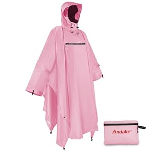 Andake Waterproof Rain Poncho for Adults Unisex,230T Ripstop Polyester,Raincoat Gear with Transparent Viewing Window Outdoors