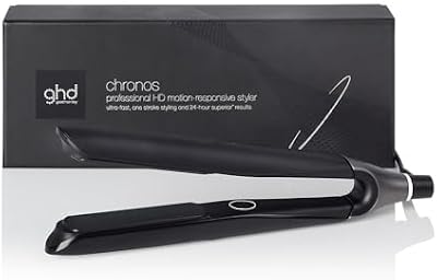 ghd chronos negra - plancha de pelo profesional, lisos, rizos y ondas de alta definición, 3 veces más rápida, tecnología HD motion-responsive, temperatura óptima de peinado 185ºC