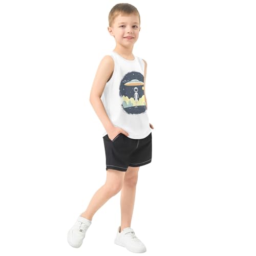 Boys Tank Top Shirts Cartoon Alien and UFO Sleeveless T-Shirts Crew Neck for Kids Clothing Children4
