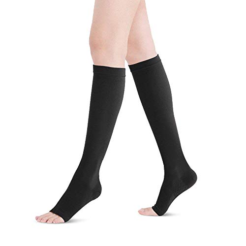 Fytto 2120 I Medias Cortas de Compresión Graduada para Hombre y Mujer. 20-30 mmHg. Calcetería Médica para Tratamiento de TVP, Venas varicosas y linfedema. Negro. Talla S