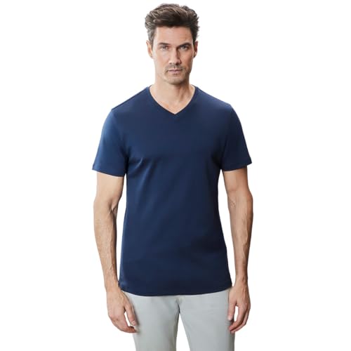 Robert Barakett V Neck Short Sleeve Pima Cotton Casual Solid Mens T Shirt