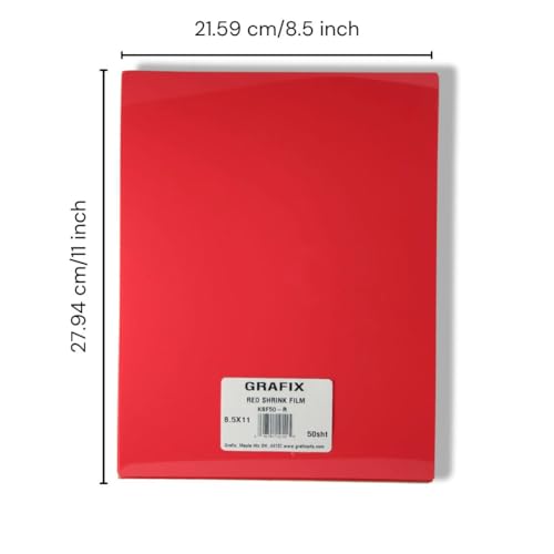 Image of Grafix Shrink Film, Red Opaque, 8.5 x 11 in, Pack of 50