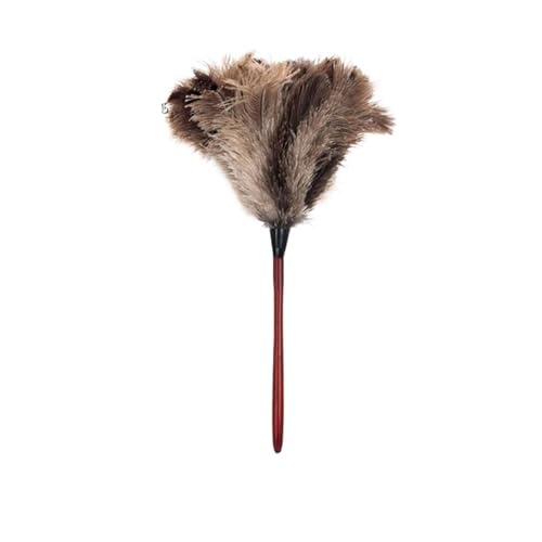Plumero con mango de madera, antiestático, for quitar el polvo, de avestruz, con plumas y cepillo for limpieza del hogar.(Red stem-3)