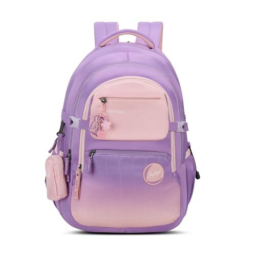Image of Skybags Riva 37L Casual Backpack for Girls with 3 Compartments & Adjustable Shoulder Strap | 16 Inch Padded Laptop Sleeve | Detachable Happy Pouch & Secret Pocket | Perfect for School & Travel