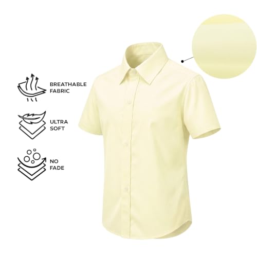 Image of Lilax Boys Classic Short Sleeve Button Down Casual Solid Dress Shirt