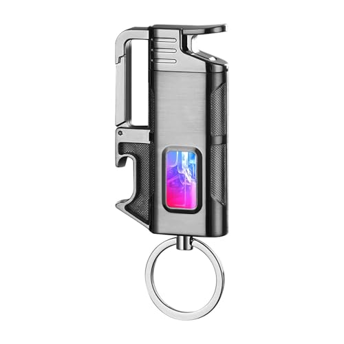 Keychain Lighter Permanent Match - Waterproof Stormproof Fire Starter for Camping Metal Infinity Lighter with Keychain Emergency Matches for Outdoor Survival & Daily Use (Gray)