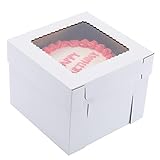 Huoshange Tall Cake Boxes for Tier Cakes 14x14x12 Inch 2 Pack Wedding Cake Boxes,Sturdy Tall Bakery Boxes with Window,Layer Cake Carrier,Disposable Cake Containers