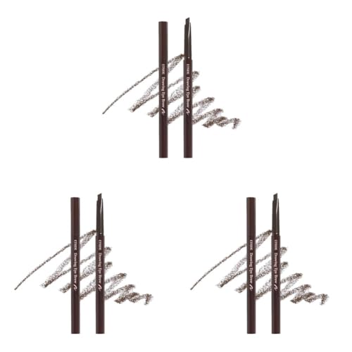 Image of ETUDE Drawing Eyebrow Pencil, Arch Shape for Defined Brow|Brow Pencil with Spoolie |Long Lasting, Transfer Proof & Smudge-Proof |Shade- 01 Dark Brown,0.25g (Pack of 3)