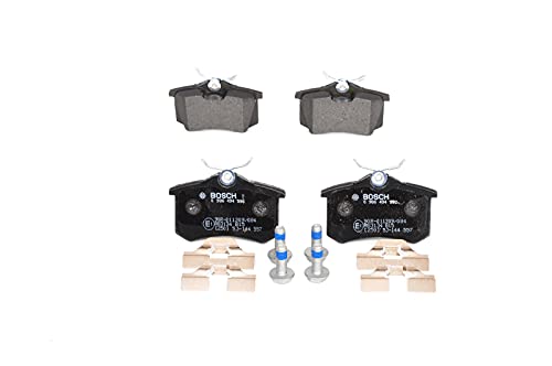Bosch BP617 - Auto Bremsbeläge hinten - Bosch-Qualität - für weniger Bremsgeräusche und Bremsstaub - ECE-R90 zertifiziert - kupferfrei - 1 Set mit 4 Bremsbelägen - Mit Zubehör