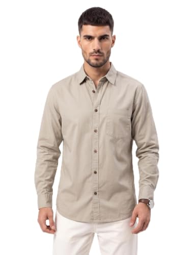 Image of Amazon Brand - INKAST Men Solid Cotton Shirt | Casual Wear | Basic Essential Plain Everyday & Office Wear | Full Sleeve | Regular Fit