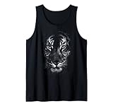 Fearless Eye Of The Tiger Face Print Black And White Graphic Tank Top