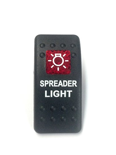 Southern Marine Euro Rocker Switch Cover with Text. Black with Red Lens. Contura II. Fits Carling, Cole Hersee, Blue seas (Spreader Light)