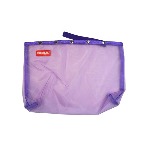 Image of Large 5 Snaps Mesh Travel Knitting Bag with Snap Opening, Lightweight Nylon Storage Pouch for Yarns, Needles and Accessories (Purple)