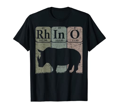 Rhino Periodic Table Elements Rhino Lover Rhinoceros Retro T-Shirt