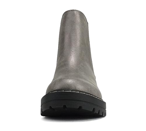 Image of Soda Pilot ~ Women Lug Sole Low Heel Chelsea Fashion Ankle Bootie w /Double Elastic Gore