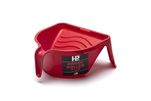 Handy Roller Cup, 1 Pint Paint Holder with Comfort Grip Handle, Stable Base, Fits Mini Rollers up to 6-Inch, Red, 1 Pack
