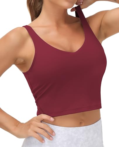 Image of THE GYM PEOPLE Womens' Sports Bra Longline Wirefree Padded with Medium Support