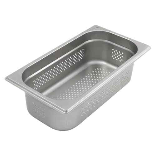 Allpax Récipient GN 1/3 en acier inoxydable – Hauteur 100 mm – Avec perforation – Récipient gastronorm alimentaire et résistant à la chaleur, pour égoutter ou comme insert de cuisson dans le réchaud