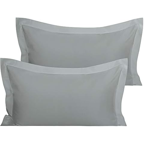BeddingClearance 100% Organic Cotton King Pillow Shams Set of 2, 800 Thread Count Sateen Weave Soft and Silky Oxford Pillowcases, 20x36 Inches, Silver Grey Cover