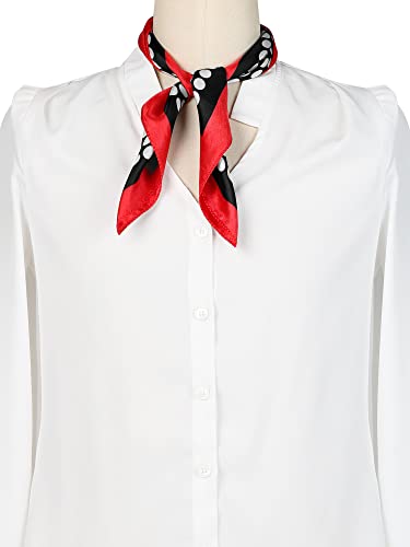 uxcell Red Black Polka Dots Stripe Print Neckerchief Square Neck Scarf Wrap for Lady2