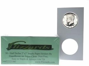 Guardhouse 2x2 Staple Paper Coin Holder for Half Dollar, 50 pack