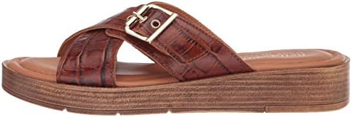 Bella Vita Made in Italy Women's Slide Sandal Flat, Cognac Croco Italian Leather, 5 | Image 7